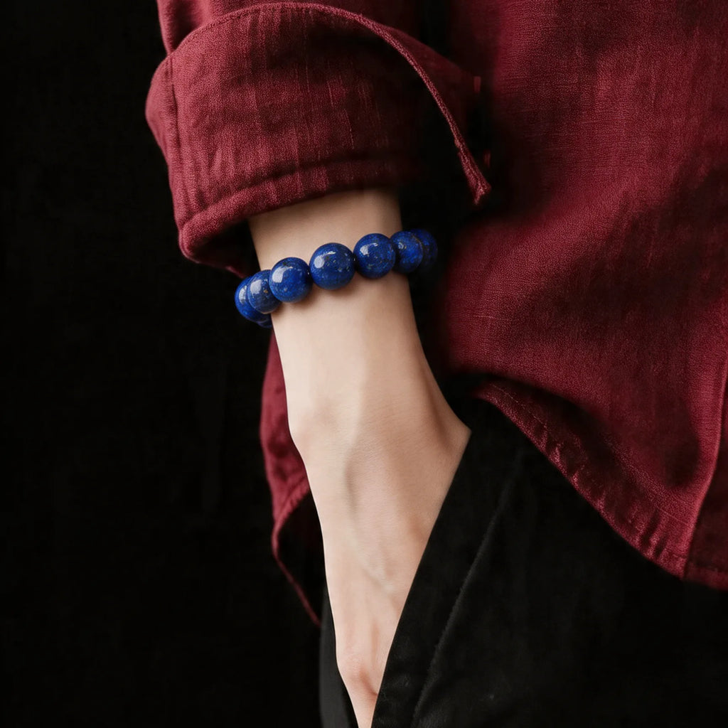 Lapis Lazuli Men's Bracelet, 8mm, view 2 | Castello Jewels