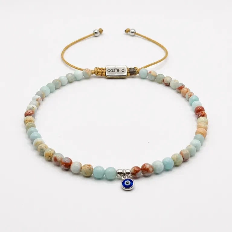 Snakeskin Jasper Ankle Bracelet, Silver Eye · 4mm