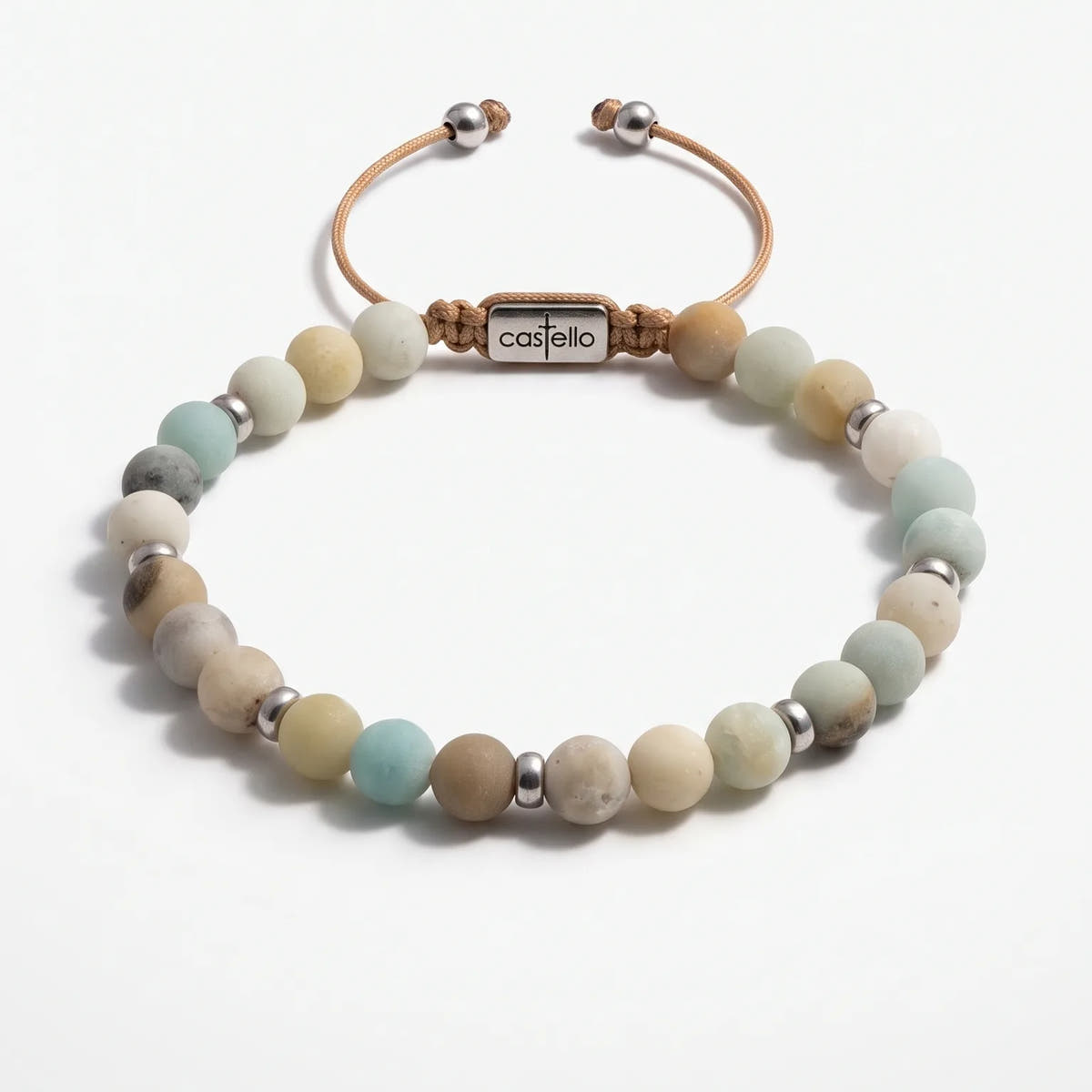 Amazonite Bracelet with Sterling Silver 925, 6mm | Castello Jewels