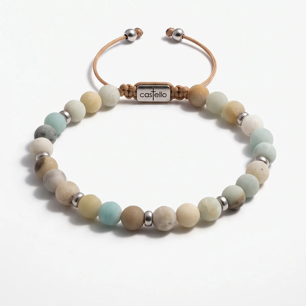 Amazonite Bracelet with Sterling Silver 925, 6mm | Castello Jewels