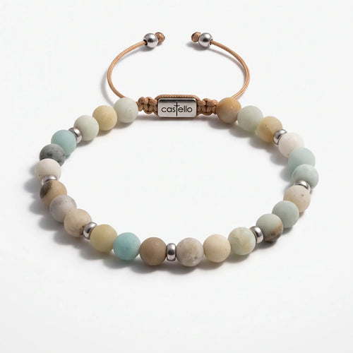 Amazonite Bracelet with Sterling Silver 925, 6mm | Castello Jewels