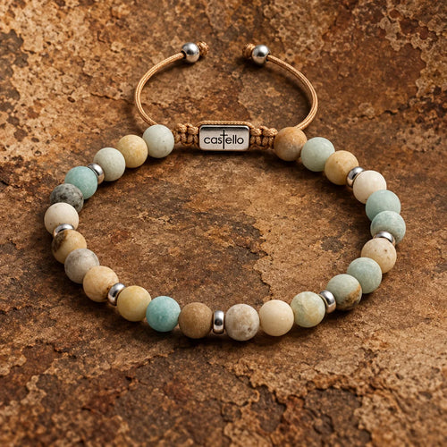 Amazonite Bracelet with Sterling Silver 925, 6mm, view 2 | Castello Jewels