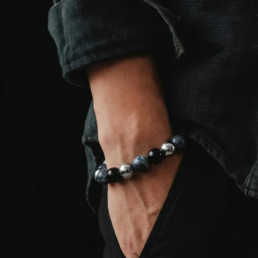 Onyx, Hematite & Sodalite Stacking Bracelet · 10mm