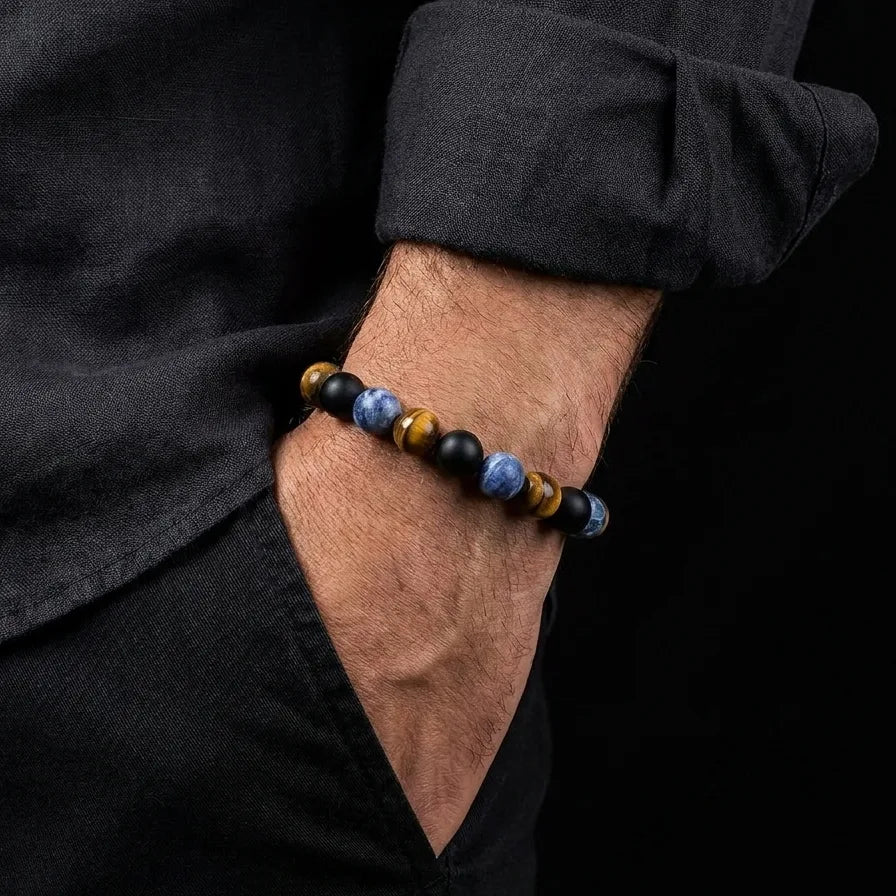 Onyx, Tiger's Eye & Sodalite Everyday Bracelet · 10mm