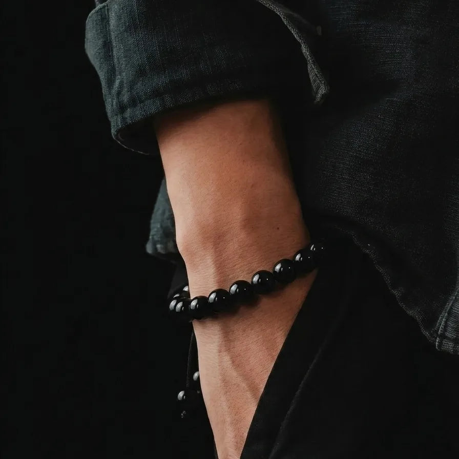 Polished Onyx Boho Bracelet · 10mm