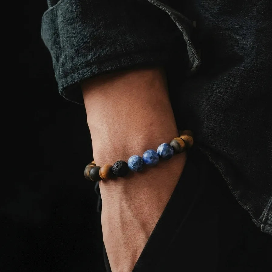 Tiger's Eye & Sodalite Boho Bracelet · 10mm