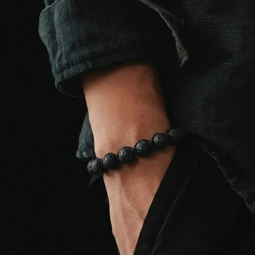 Lava Stone Stacking Bracelet, 10mm, view 2 | Castello Jewels