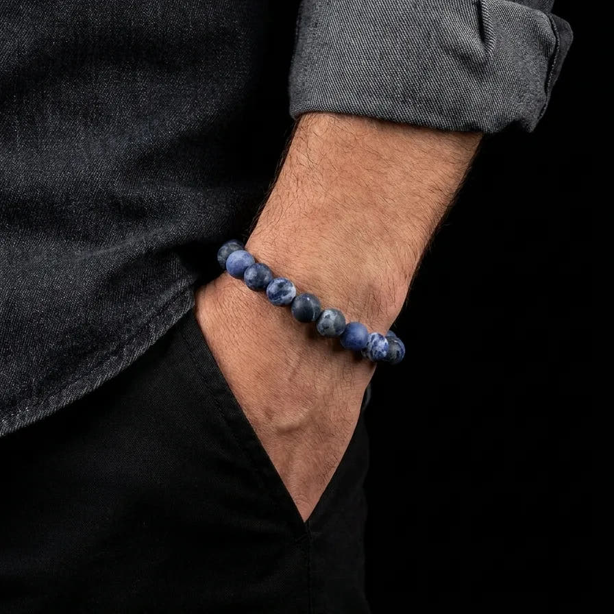 Sodalite Unisex Bracelet, 10mm, view 2 | Castello Jewels