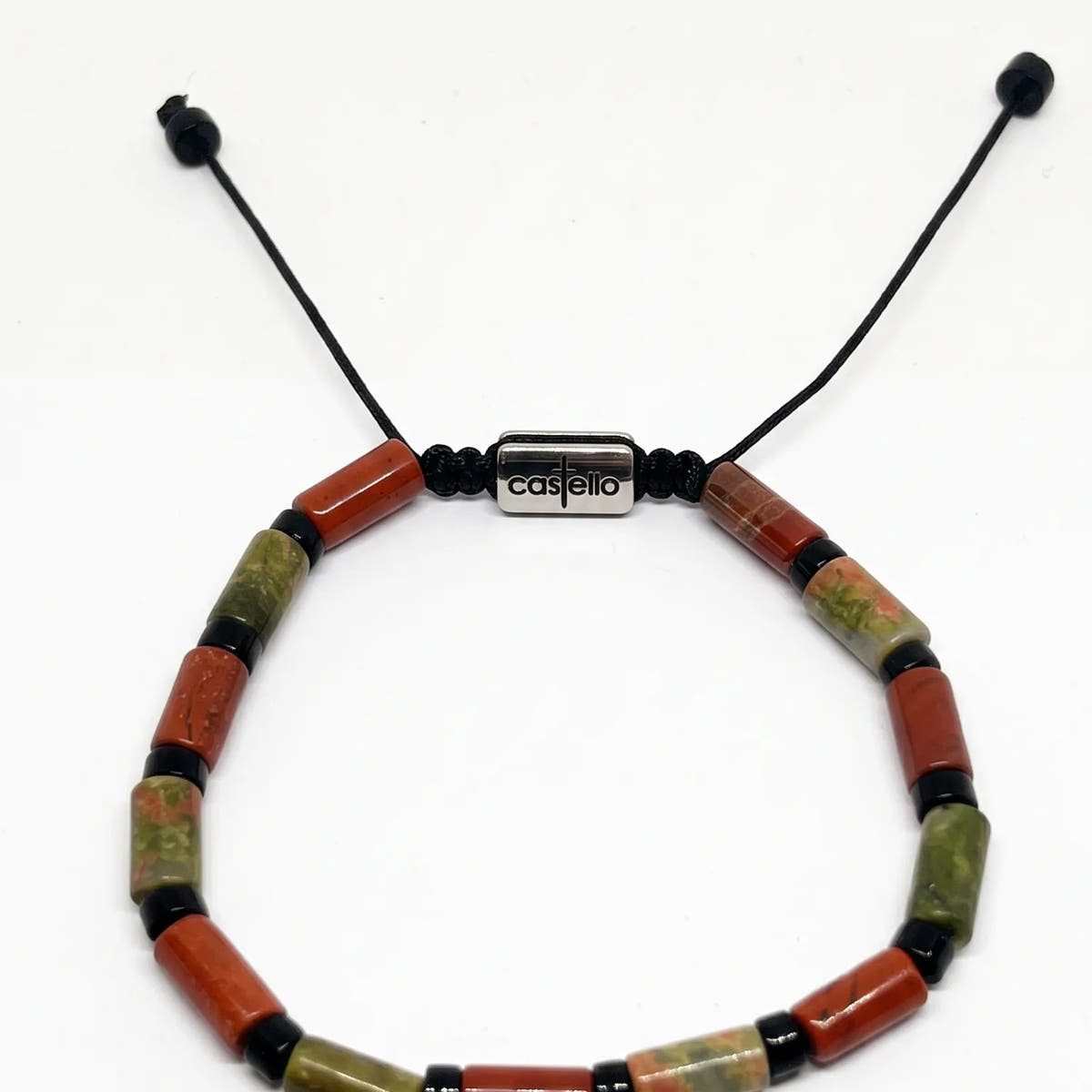 Red Picasso Jasper Tube Bracelet · 4mm