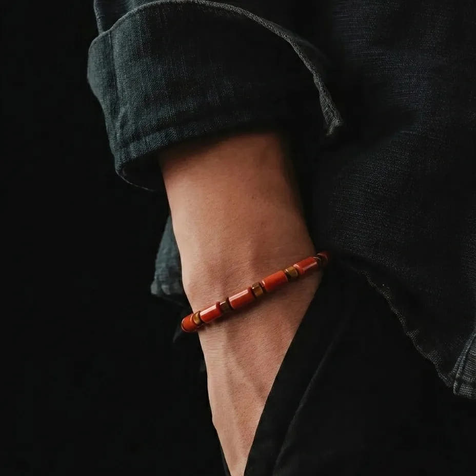 Red Jasper Tube Bracelet, 4mm, view 2 | Castello Jewels