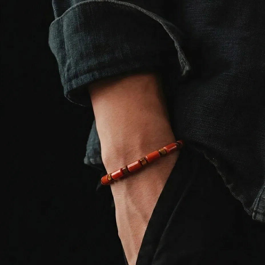Red Jasper Tube Bracelet, 4mm, view 2 | Castello Jewels