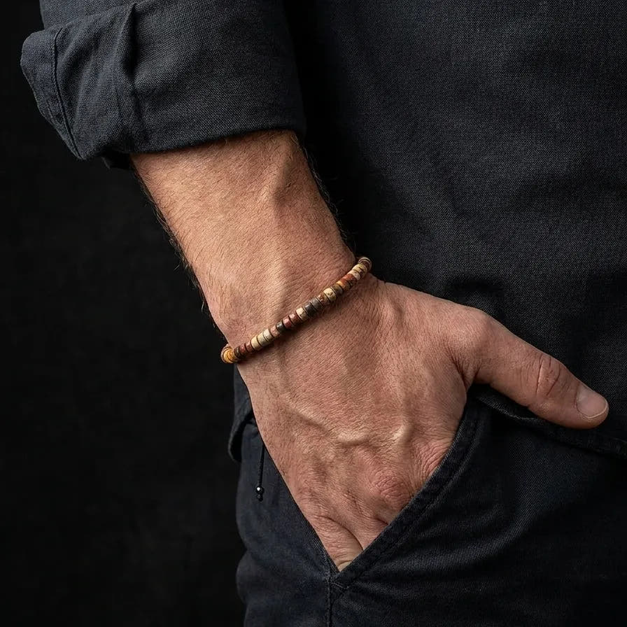 Picasso Jasper Tube Bracelet, 4mm, view 2 | Castello Jewels