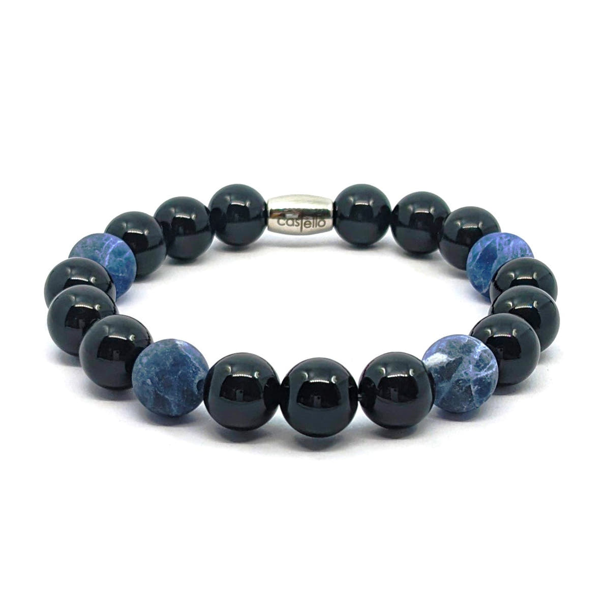 Onyx & Sodalite Unisex Bracelet, 10mm, view 2 | Castello Jewels