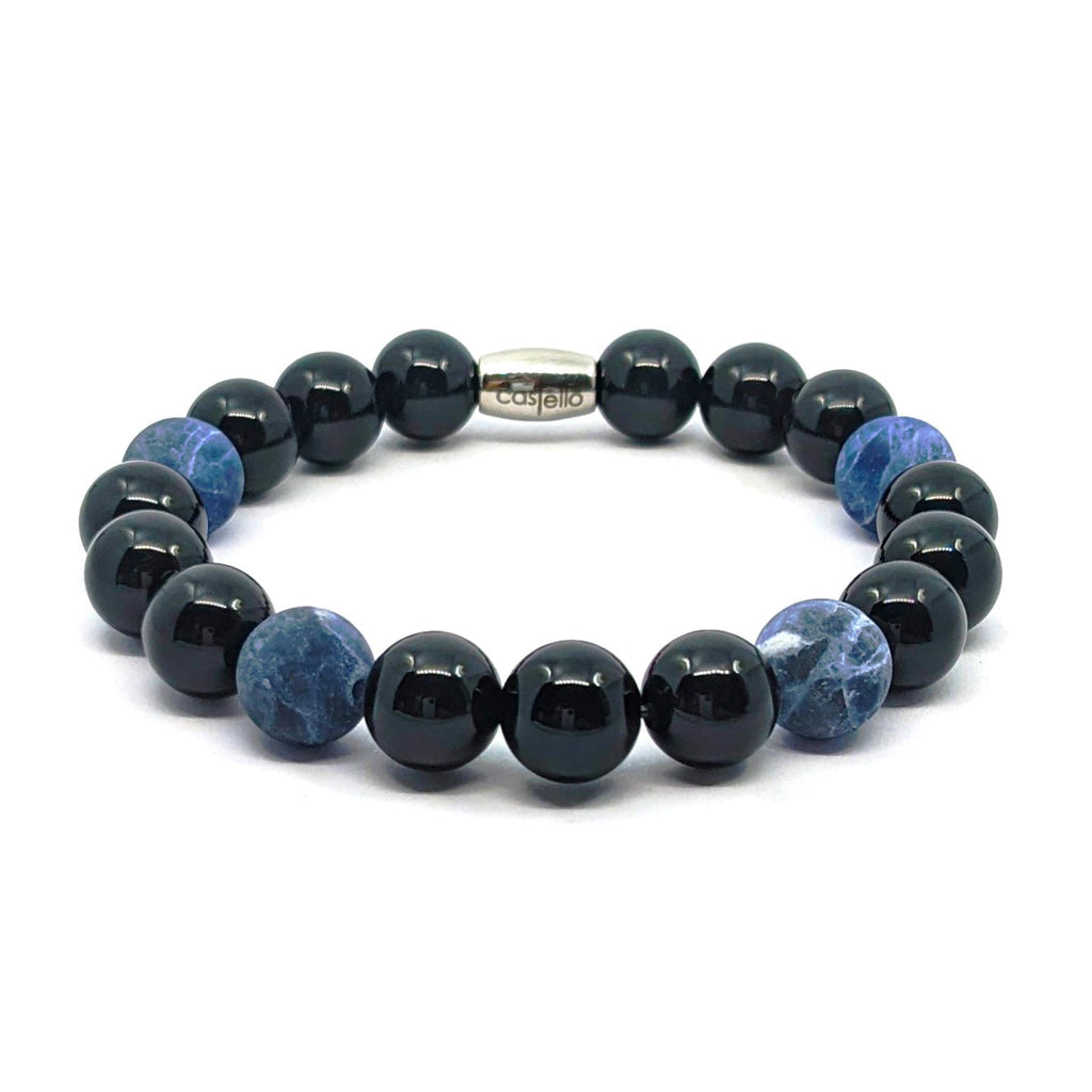 Onyx & Sodalite Unisex Bracelet, 10mm, view 2 | Castello Jewels
