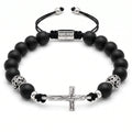 Matte Onyx Cross Bracelet for Men, 10mm | Castello Jewels