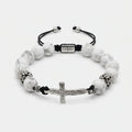 Howlite Cross Bracelet, Sterling Silver, 10mm | Castello Jewels