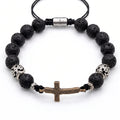 Lava Stone Cross Prayer Bracelet, 10mm | Castello Jewels