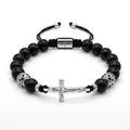 Polished Onyx Cross Bracelet for Men, 10mm | Castello Jewels