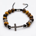 Matte Tiger's Eye Cross Beaded Bracelet, 10mm | Castello Jewels