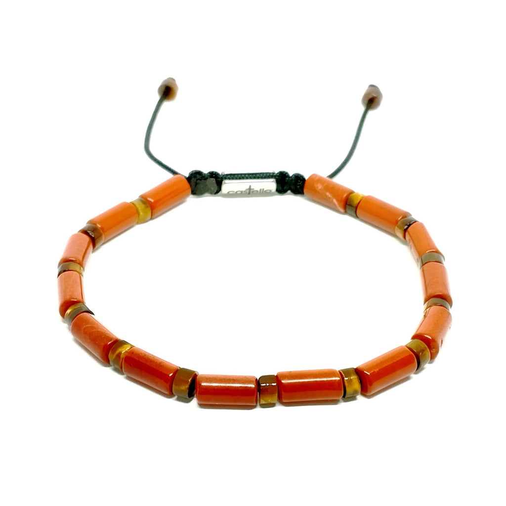 Red Jasper Tube Bracelet, 4mm | Castello Jewels