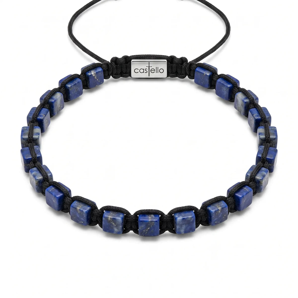Lapis Lazuli Cube Bead Macramé Bracelet