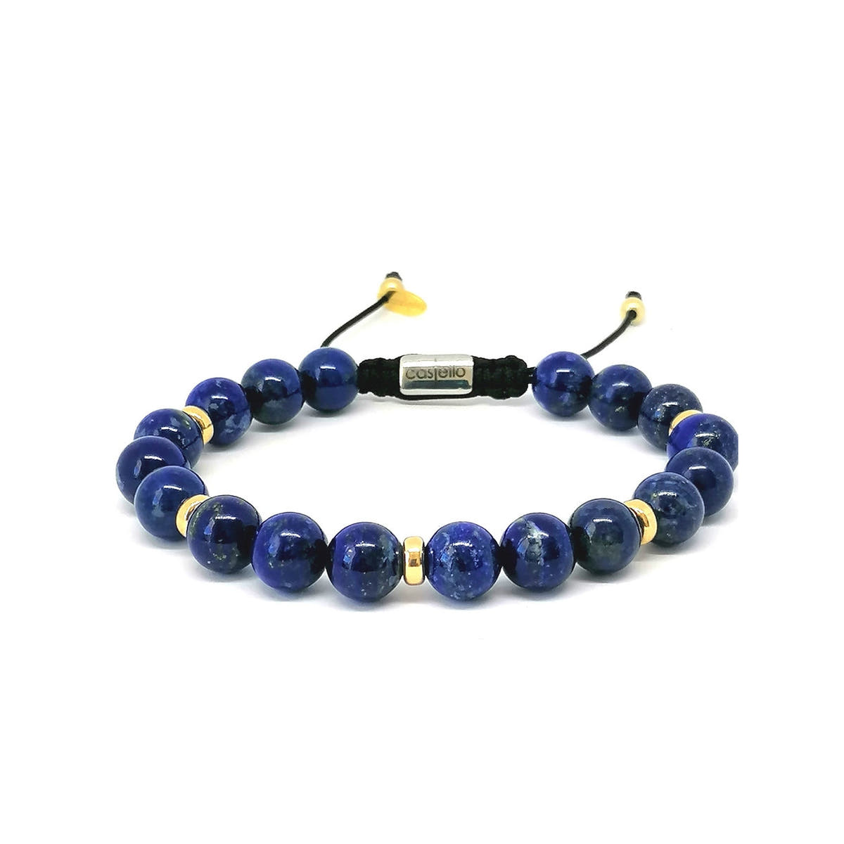 Aegean Silver 925 Gold Plated Bracelet, Lapis Lazuli Stone 10mm — view 2 | Castello Jewels