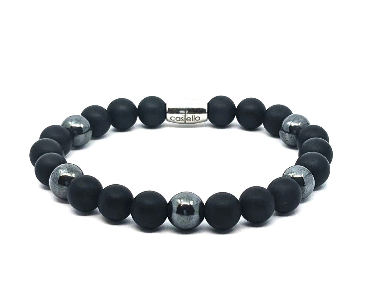 Onyx & Hematite Everyday Bracelet, 8mm, view 2 | Castello Jewels