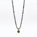Labradorite & Onyx Rosary Necklace, Virgin Mary Pendant, 4mm | Castello Jewels