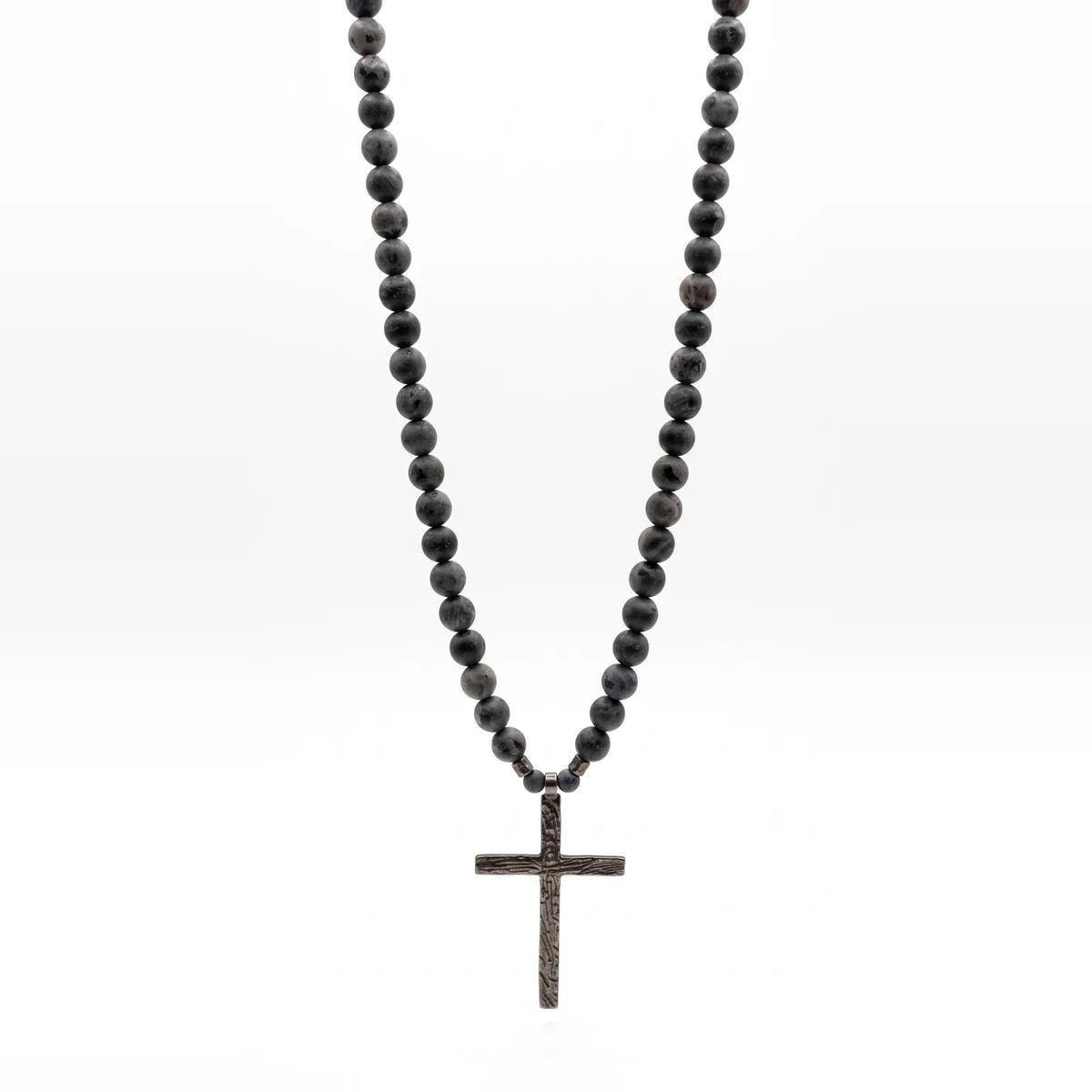 Labradorite Statement Cross Necklace, 6mm | Castello Jewels