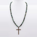 African Turquoise Statement Necklace, Large Cross, 6mm | Castello Jewels