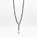 African Turquoise Prayer Beads Necklace, Cross, 6mm | Castello Jewels