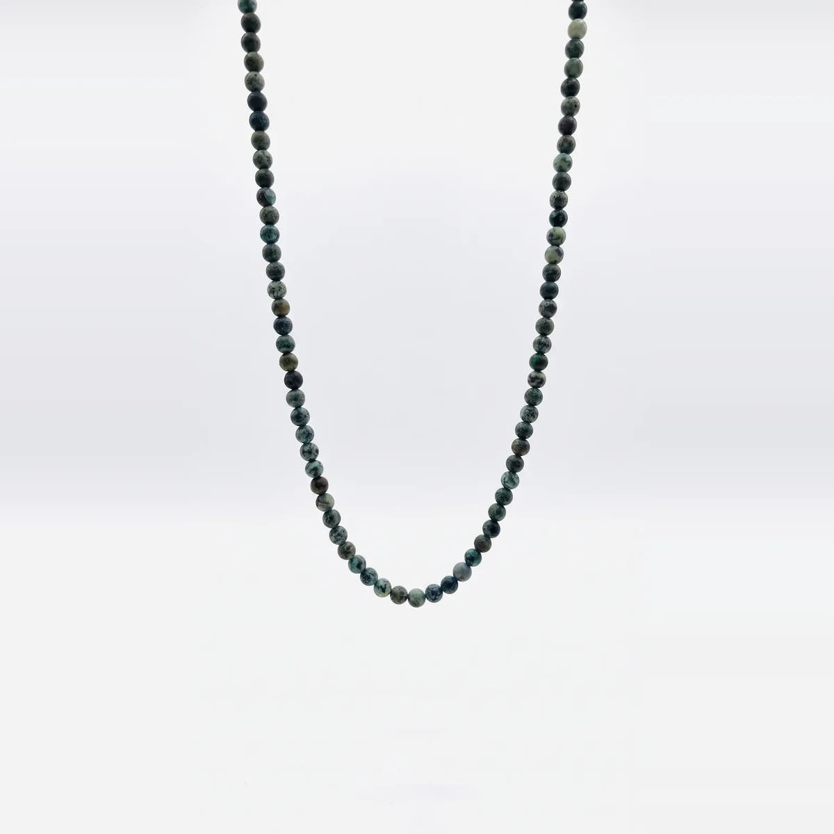 African Turquoise Necklace, Sterling Silver · 6mm