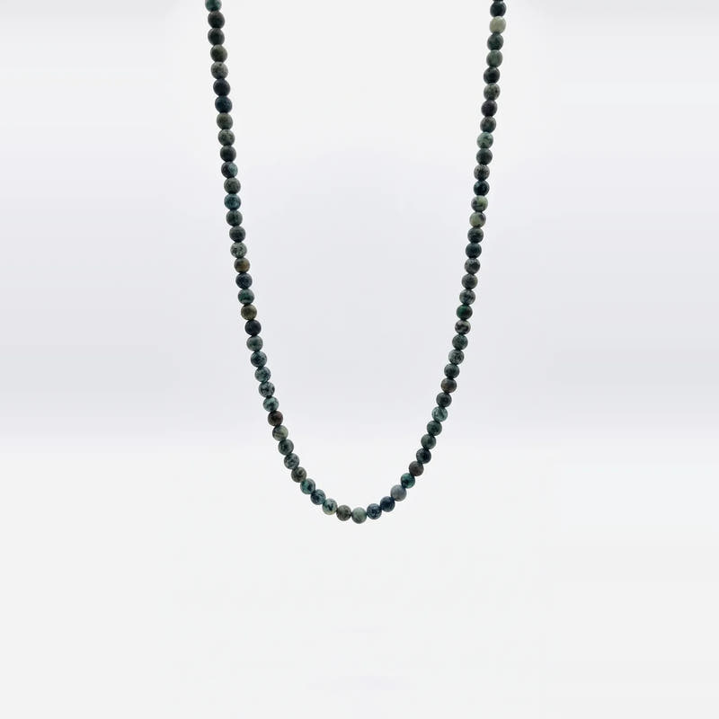 African Turquoise Necklace, Sterling Silver · 6mm