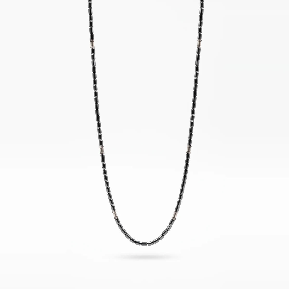 Hematite Beaded Necklace, Sterling Silver, 2mm | Castello Jewels