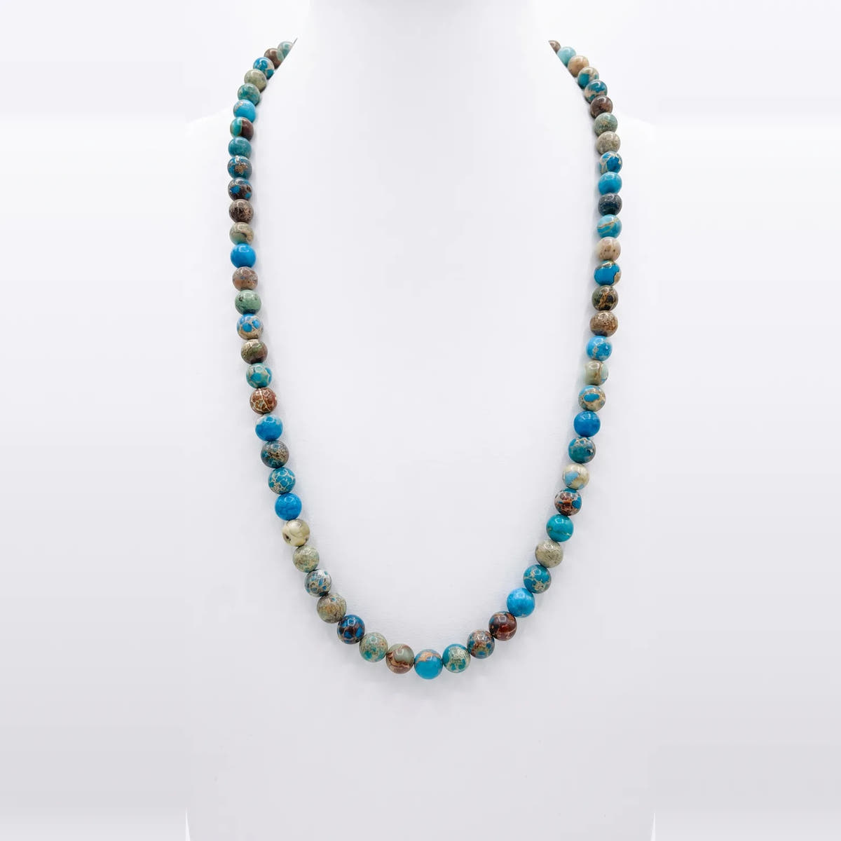 Jasper Turquoise Necklace, Sterling Silver, 6mm | Castello Jewels