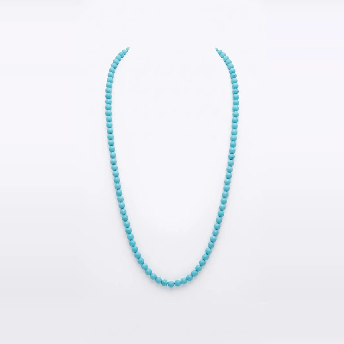 Turquoise Beaded Necklace, Sterling Silver · 6mm