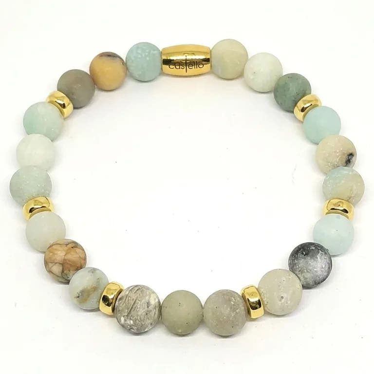 Matte Amazonite Bracelet with Sterling Silver 925, 8mm | Castello Jewels