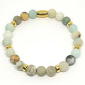 Matte Amazonite Bracelet with Sterling Silver 925, 8mm | Castello Jewels