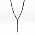African Turquoise Rosary Necklace, Bar Pendant · 6mm