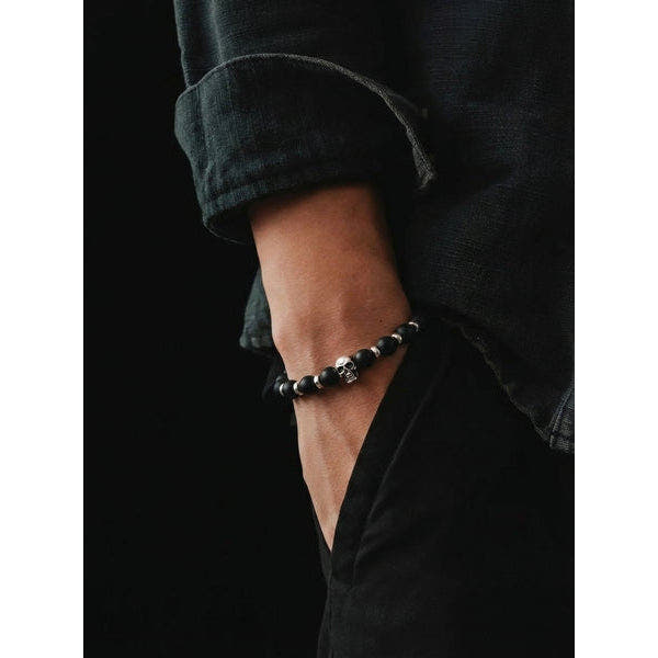 Onyx Bracelet, Sterling Silver, 6mm, view 2 | Castello Jewels