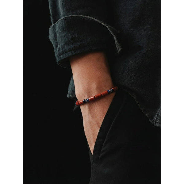 Silver Bracelet 925, Red Jasper stone 4mm — view 2 | Castello Jewels