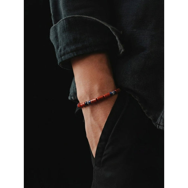 Silver Bracelet 925, Red Jasper stone 4mm — view 2 | Castello Jewels