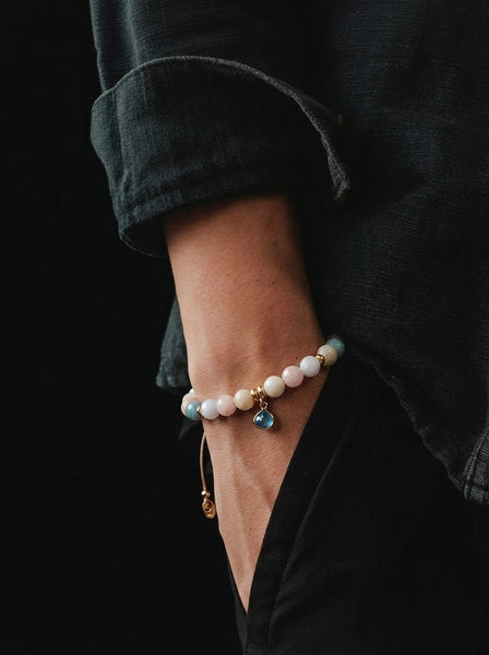 Silver 925, gold plated Bracelet Classic, Beryl 6mm stone — view 2 | Castello Jewels