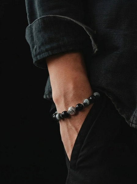 Bracelet Chic 925 Silver, Eagle Eye stone 10mm — view 2 | Castello Jewels