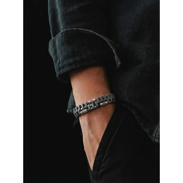 Hematite Stacking Bracelet, Sterling Silver, 4mm, view 2 | Castello Jewels