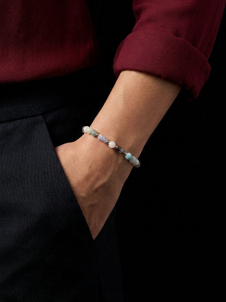 Silver 925 Bracelet Classic Gold Plated morganites stone 6mm — view 2 | Castello Jewels