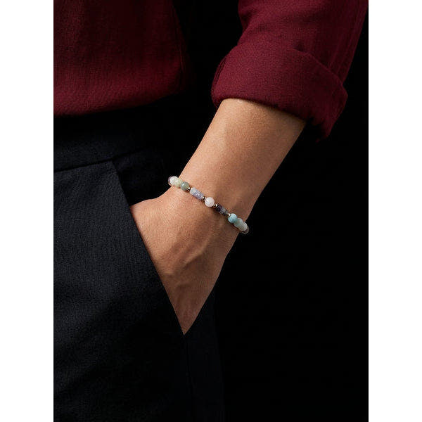 Mixed Gemstone Gold-Plated Bracelet, Sterling Silver, 6mm, view 2 | Castello Jewels