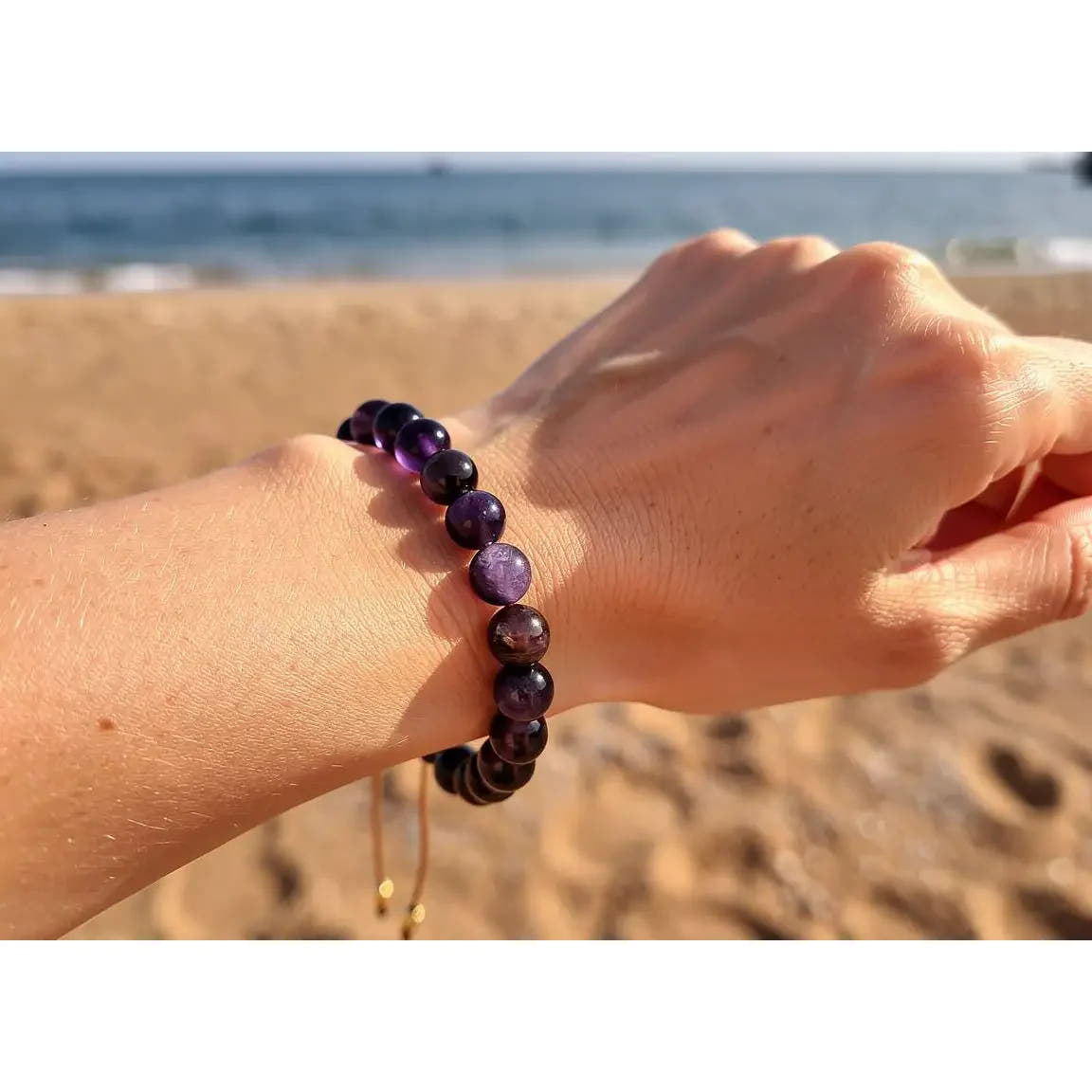 Amethyst Stacking Bracelet, 8mm, view 2 | Castello Jewels