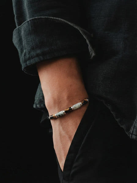 Kiwi Jasper Tube Bracelet, Sterling Silver, 4mm, view 2 | Castello Jewels
