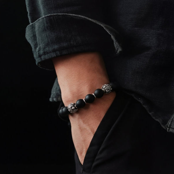 Silver Bracelet MyKing Onyx, stone — view 2 | Castello Jewels